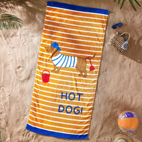 Catherine Lansfield Hot Dog Cotton Beach Towel | Bed Sava