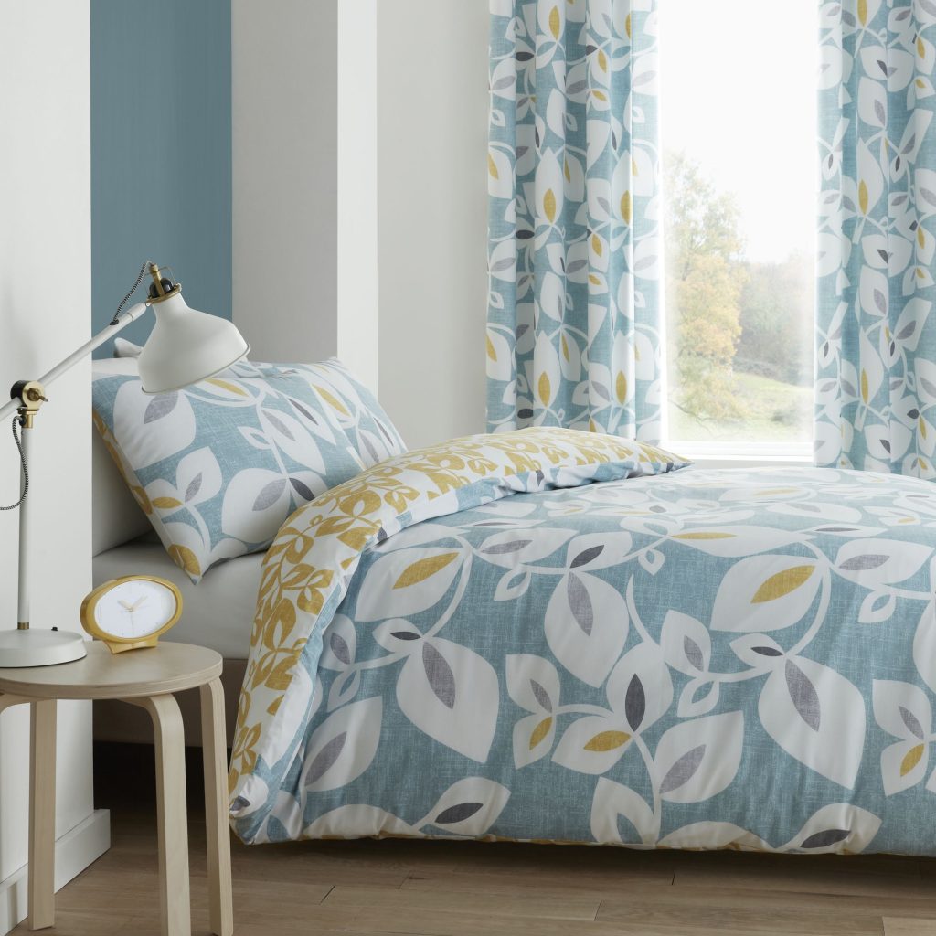 Catherine Lansfield Inga Leaf Reversible Duvet Cover Set with Pillowcases | Bed Sava