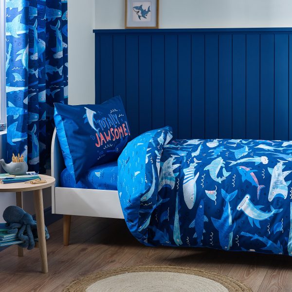 Catherine Lansfield Kids Jawsome Shark Reversible Duvet Cover Set with Pillowcases | Bed Sava