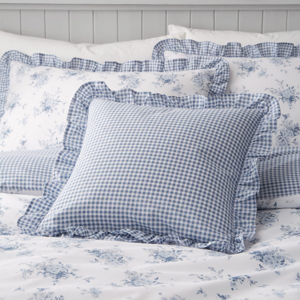 Catherine Lansfield Lucie Floral Frill Fully Reversible Cushion | Bed Sava