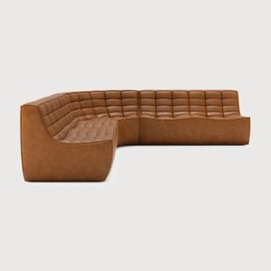 Ethnicraft Tan Leather Sofa 701 Set 6 Left | Bed Sava
