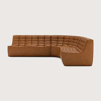 Ethnicraft Tan Leather Sofa 701 Set 4 Right