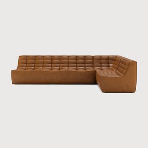 Ethnicraft Tan Leather Sofa 701 Set 7 Right | Bed Sava