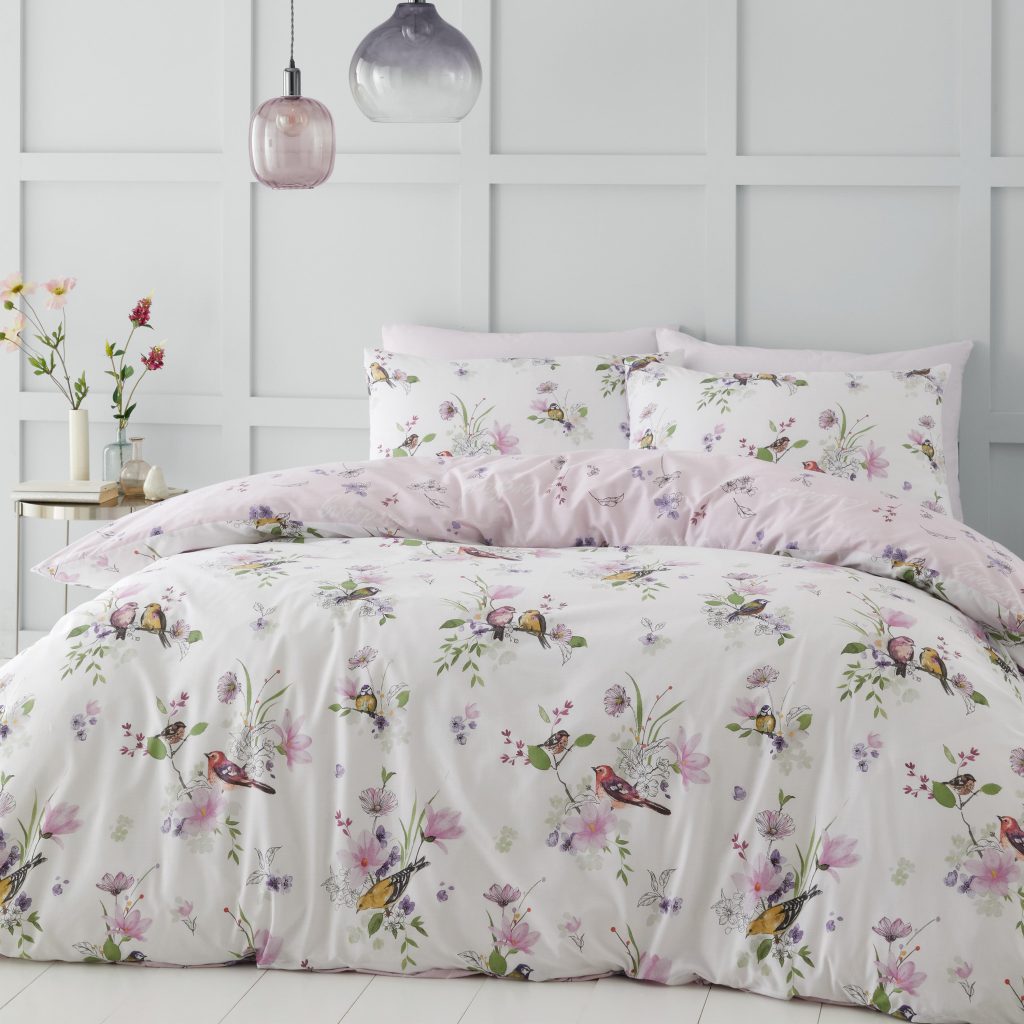 Catherine Lansfield Songbird Reversible Duvet Cover Set with Pillowcases | Bed Sava