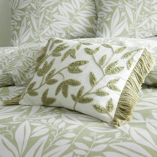 Catherine Lansfield Tufted Sorrel Leaves Cotton Cushion | Bed Sava