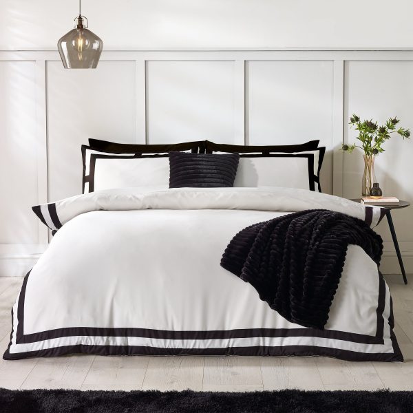 Catherine Lansfield So Soft Mono Panel Duvet Cover Set with Pillowcases | Bed Sava