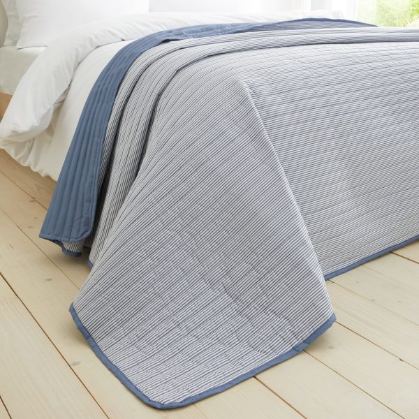 Catherine Lansfield Stripe Quilted Reversible Bedspread | Bed Sava