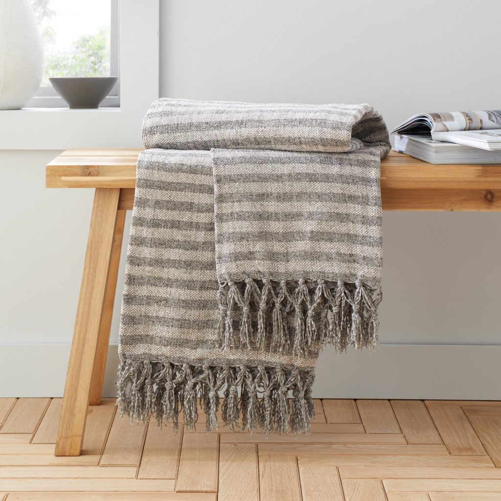 Catherine Lansfield Stripe Chenille Blanket