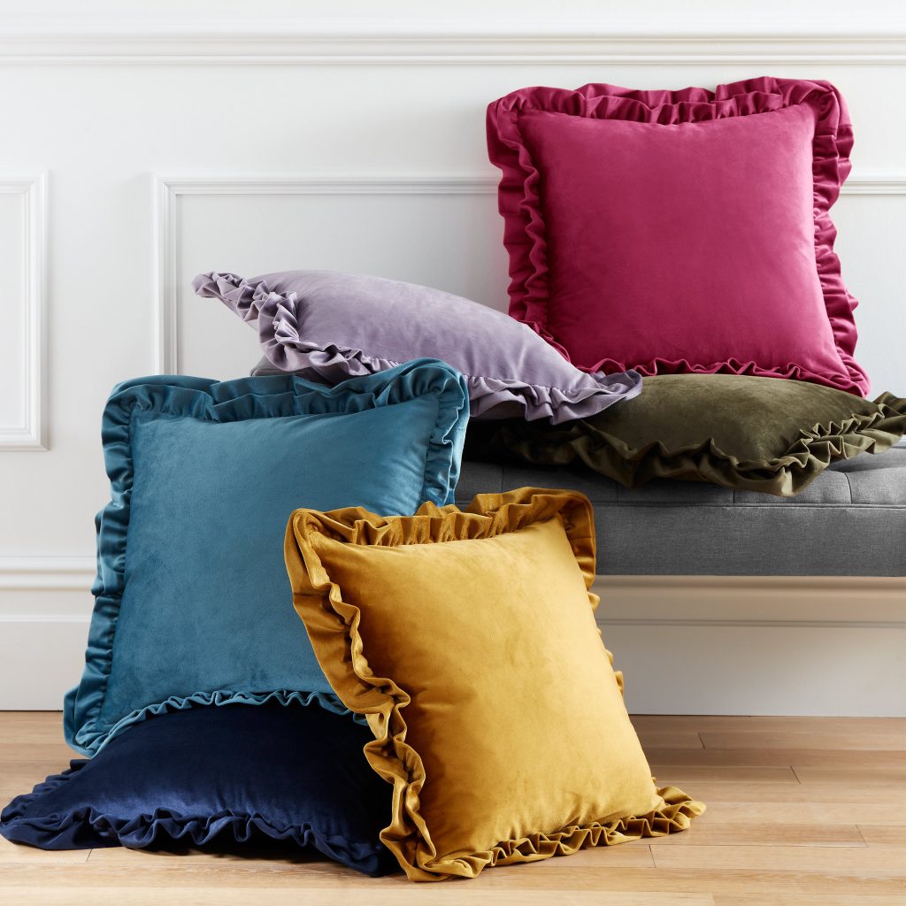 Catherine Lansfield So Soft Velvet Touch Double Frill Cushion | Bed Sava