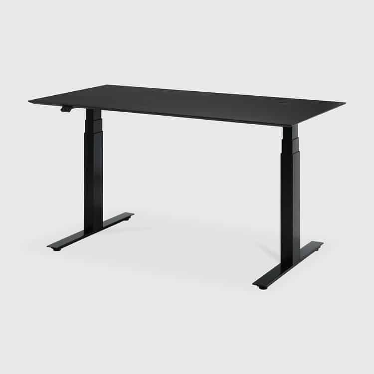 Height Adjustable Oak Desk Bok black tainted varnished oak 160 x 80 x 64-130 black