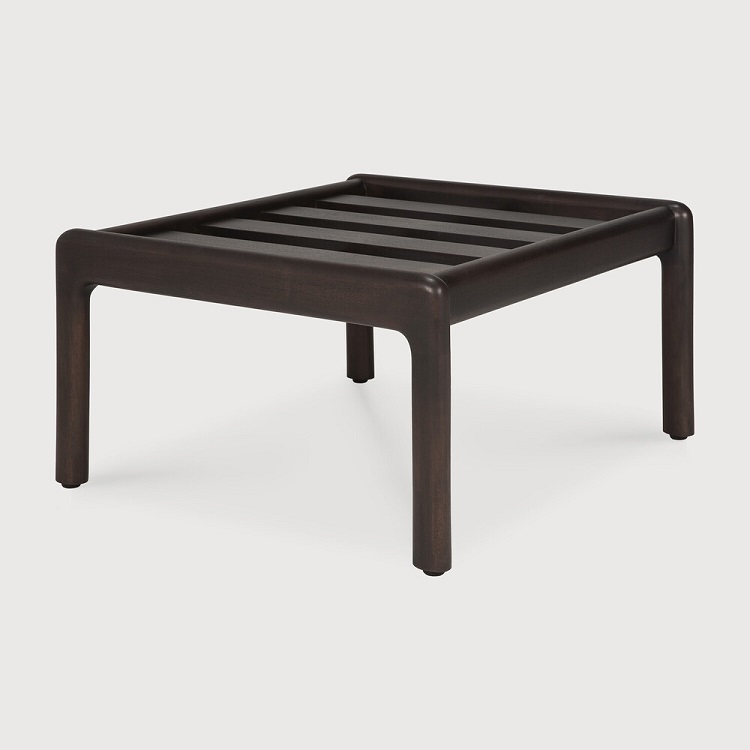 Ethnicraft Dark Wood Footstool Jack Leather Cushion no cushions