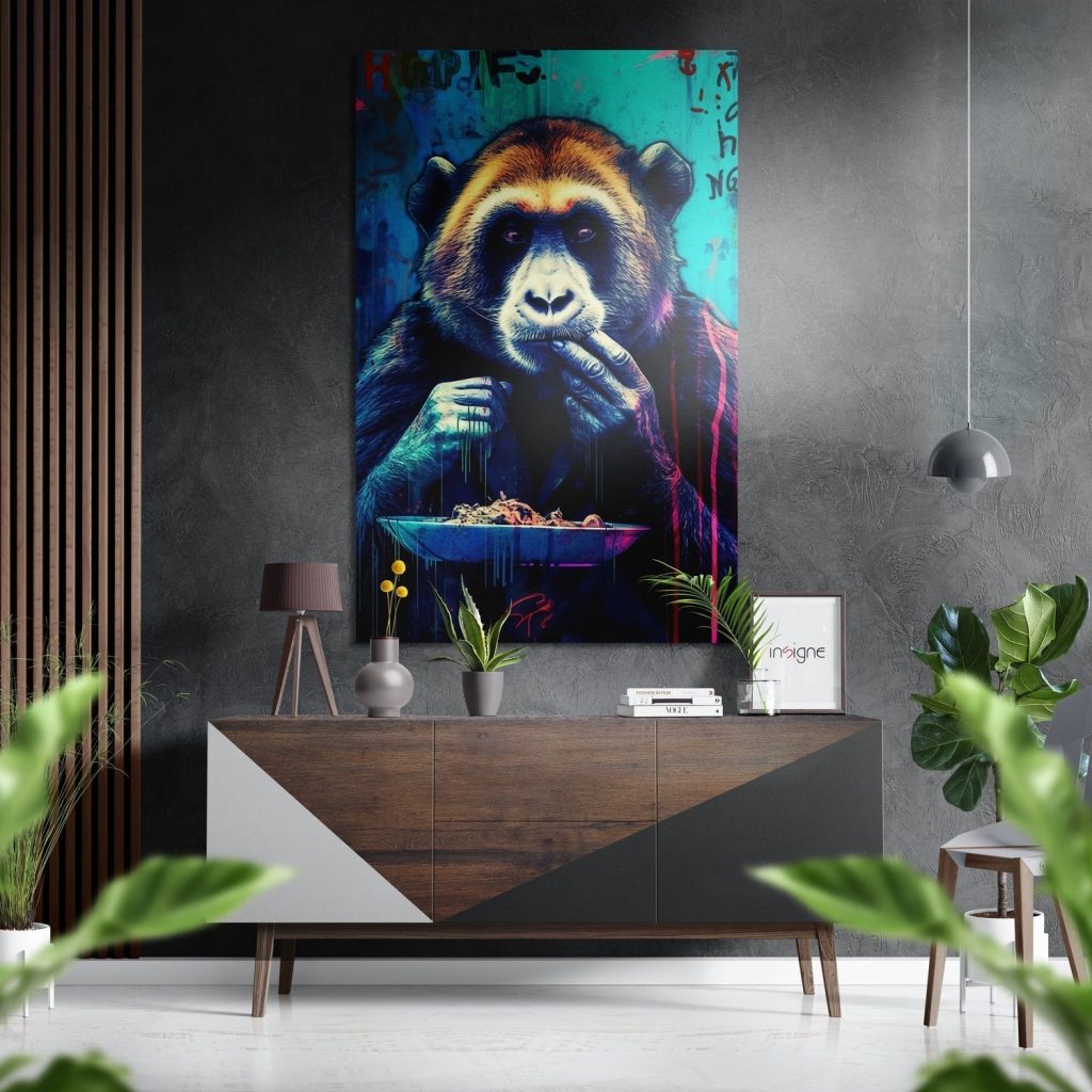 Monkey Brushed Aluminium Dibond Wall Art