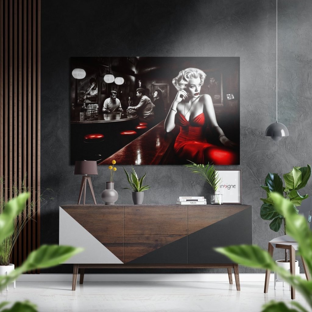 Woman in a Bar Brushed Aluminium Dibond Wall Art