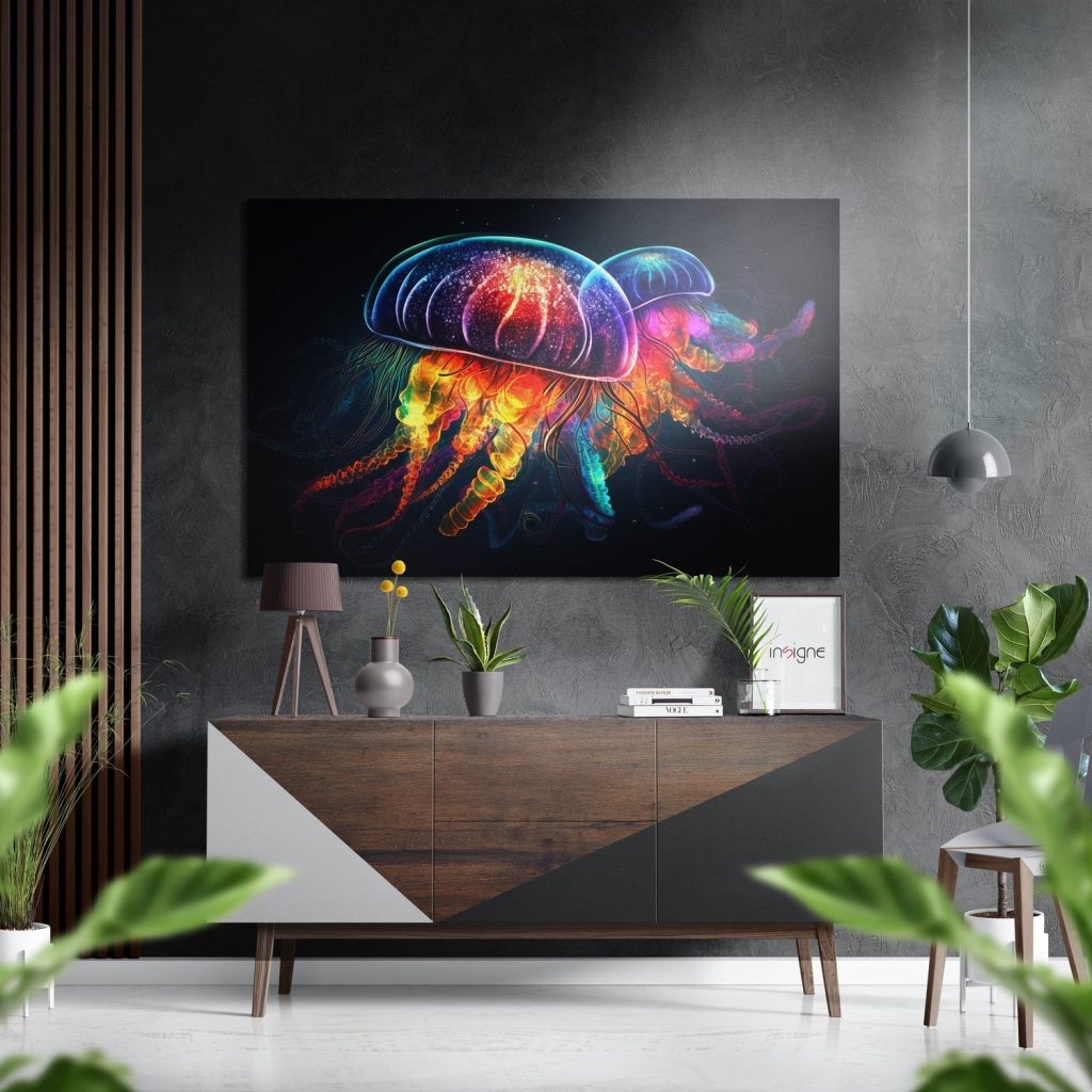 Jellyfish Brushed Aluminium Dibond Wall Art