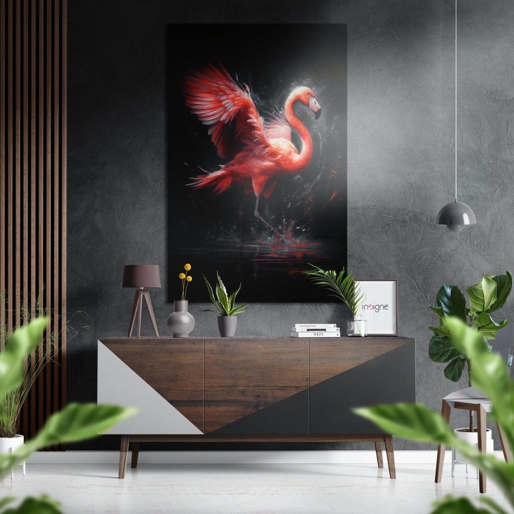 Wings of Flamingo Brushed Aluminium Dibond Wall Art