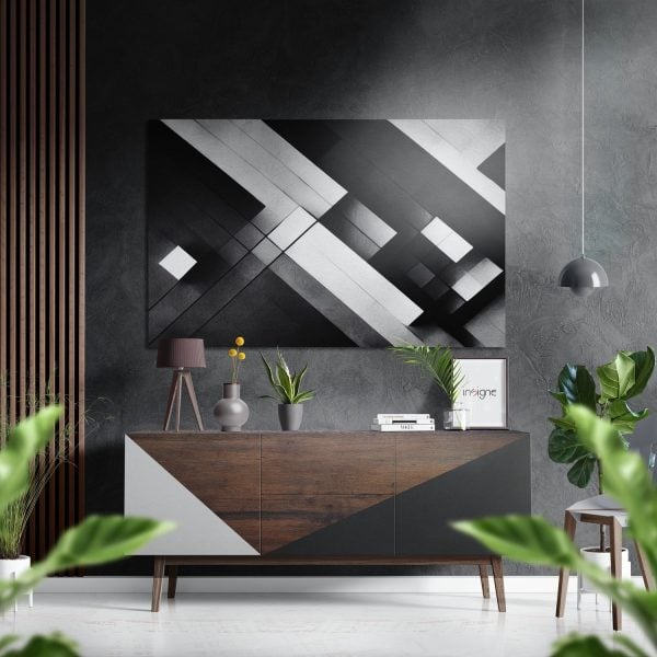 Shapes Brushed Aluminium Dibond Wall Art | Bed Sava