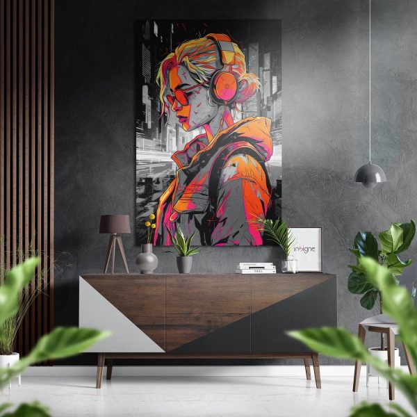 Woman and the Music Brushed Aluminium Dibond Wall Art | Bed Sava