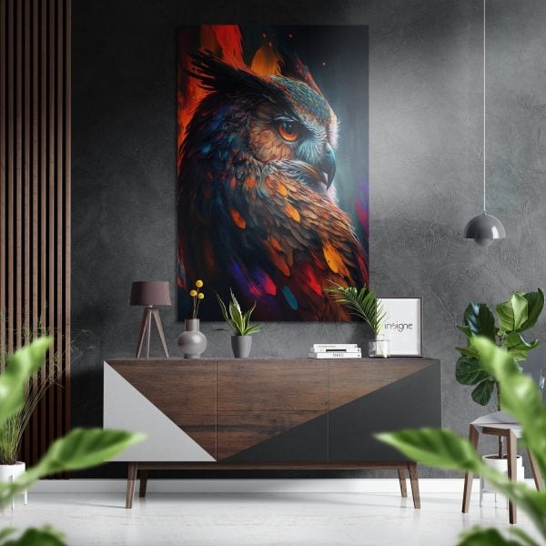 Owl Brushed Aluminium Dibond Wall Art | Bed Sava