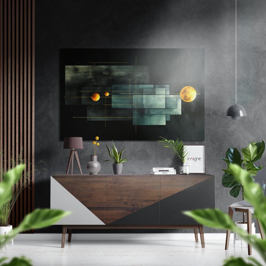 Space of Shapes Brushed Aluminium Dibond Wall Art