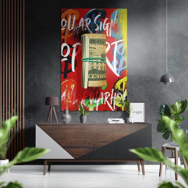 Dollar Brushed Aluminium Dibond Wall Art | Bed Sava
