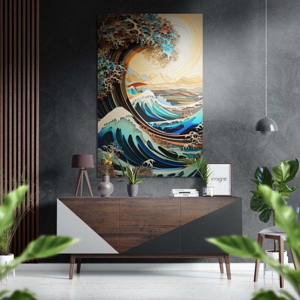 Waves and Mountains Brushed Aluminium Dibond Wall Art