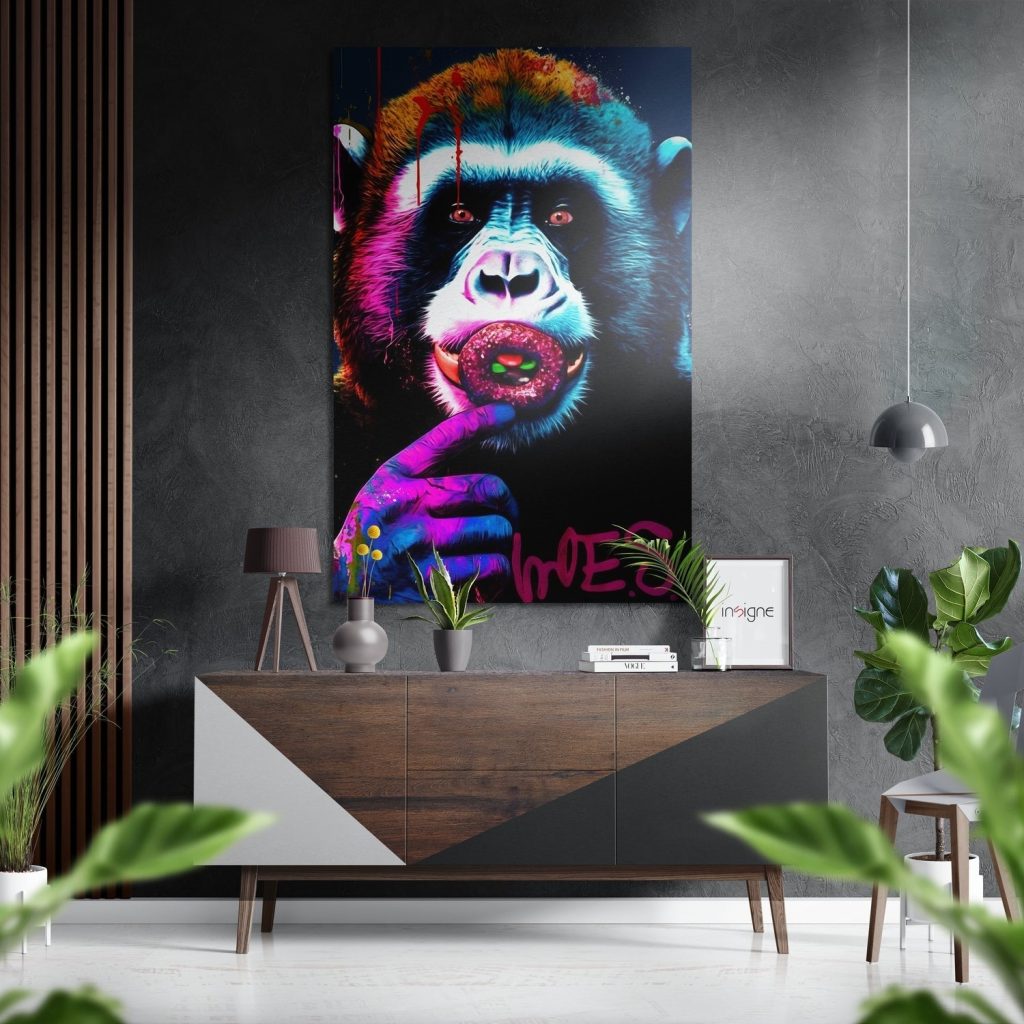 Monkey Kiss Brushed Aluminium Dibond Wall Art