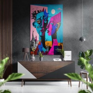 Picasso Style Brushed Aluminium Dibond Wall Art | Bed Sava