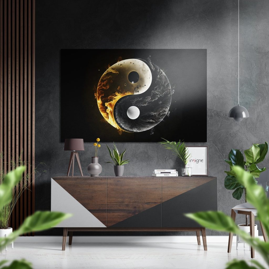 Ying Yang Brushed Aluminium Dibond Wall Art