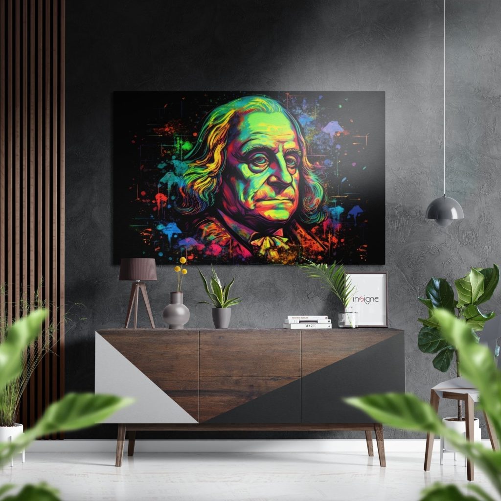 Benjamin Franklin Brushed Aluminium Dibond Wall Art | Bed Sava
