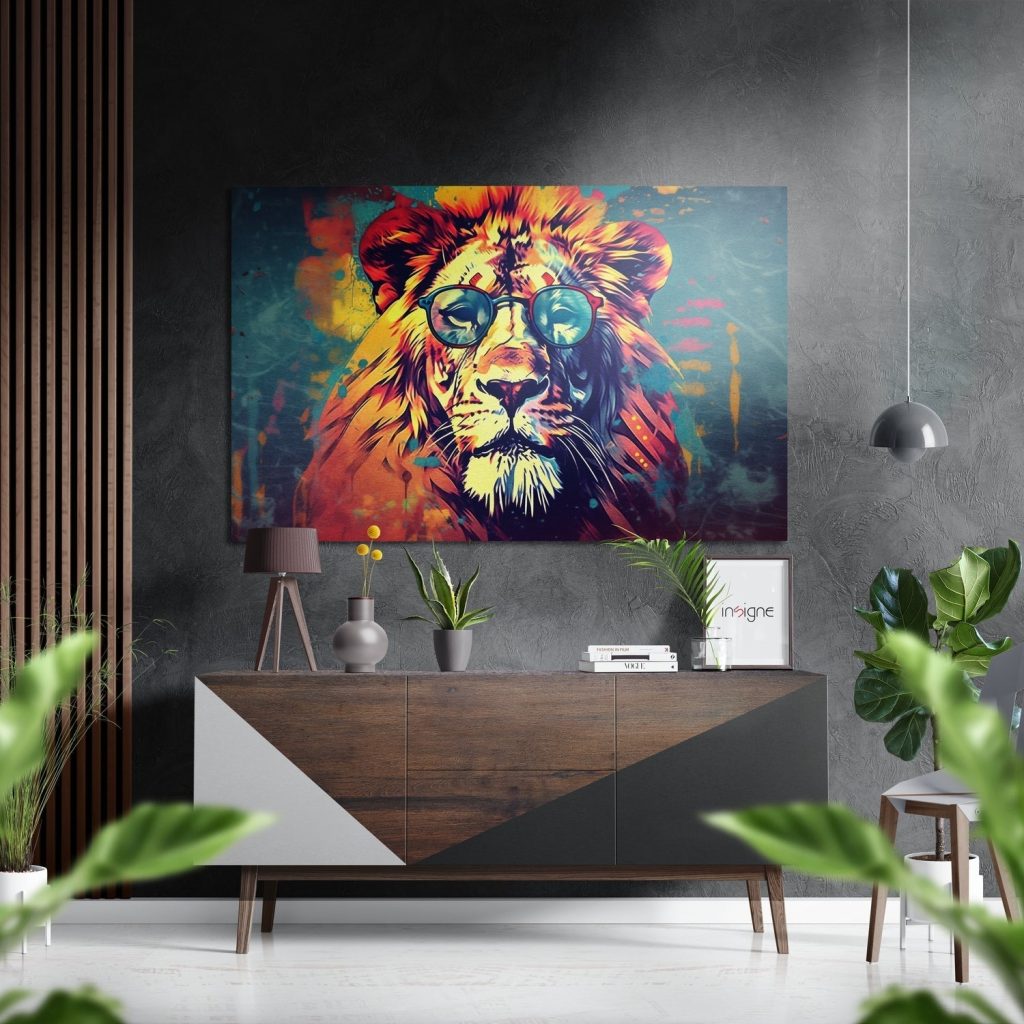 Wise Lion Brushed Aluminium Dibond Wall Art