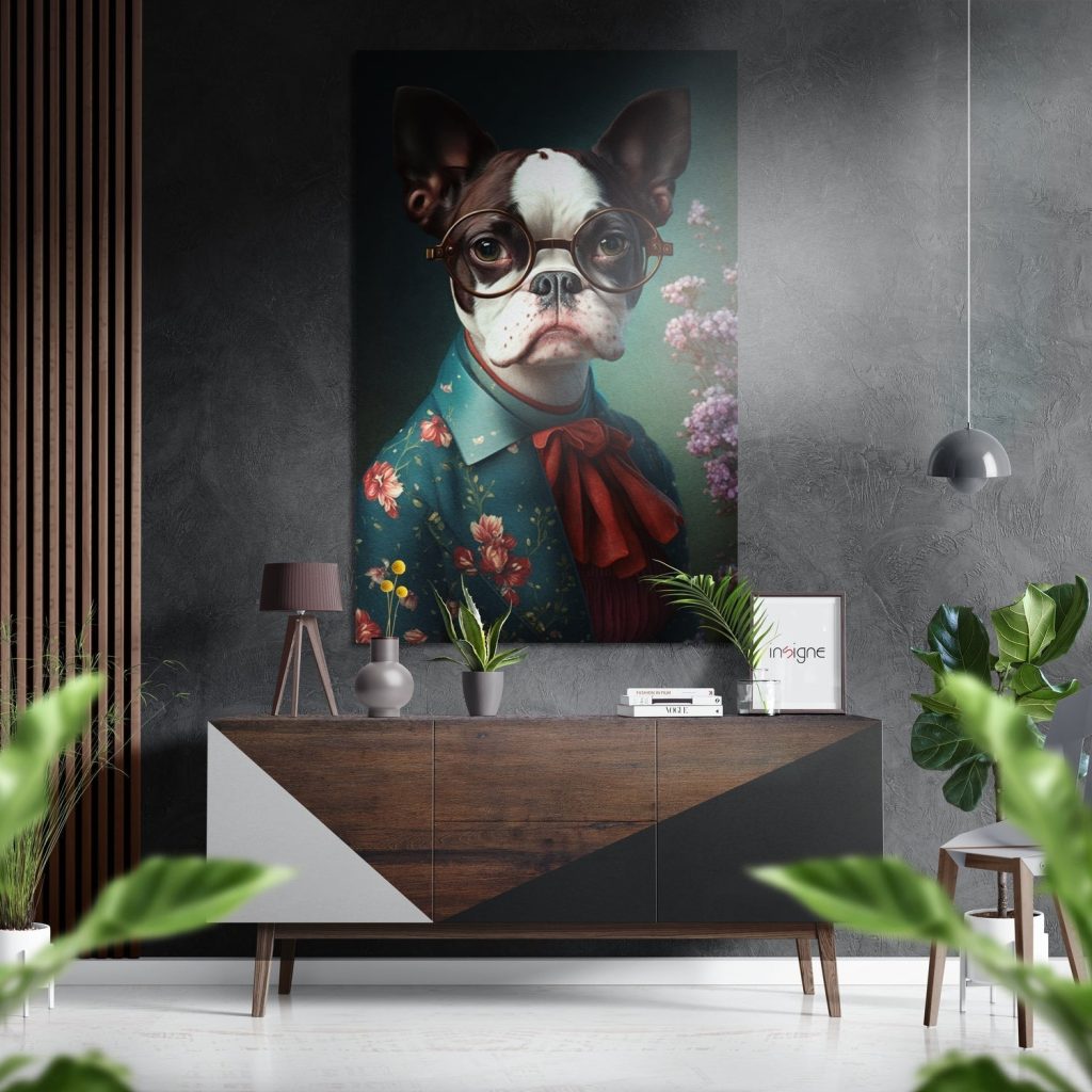 Monsieur Dog Brushed Aluminium Dibond Wall Art