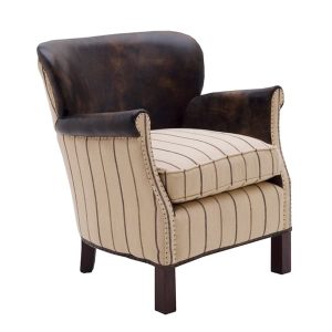 Harrow Chair Chair Ticking Stripe BrownLight NeutralPatterned  Andrew Martin Leather | Bed Sava