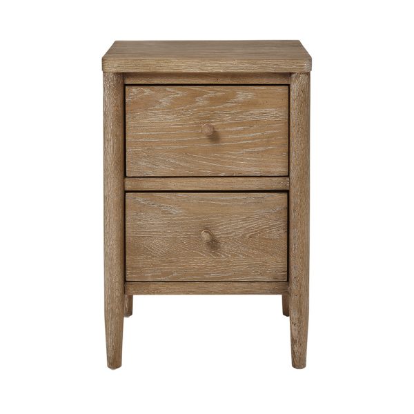 Aubrey 2 Drawer Bedside Table  Weathered Oak | Bed Sava