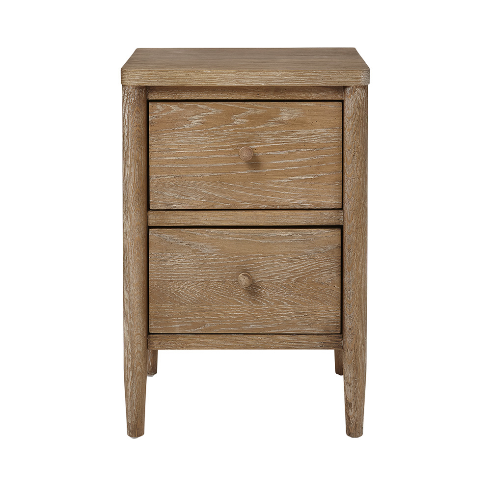 Aubrey 2 Drawer Bedside Table - Weathered Oak