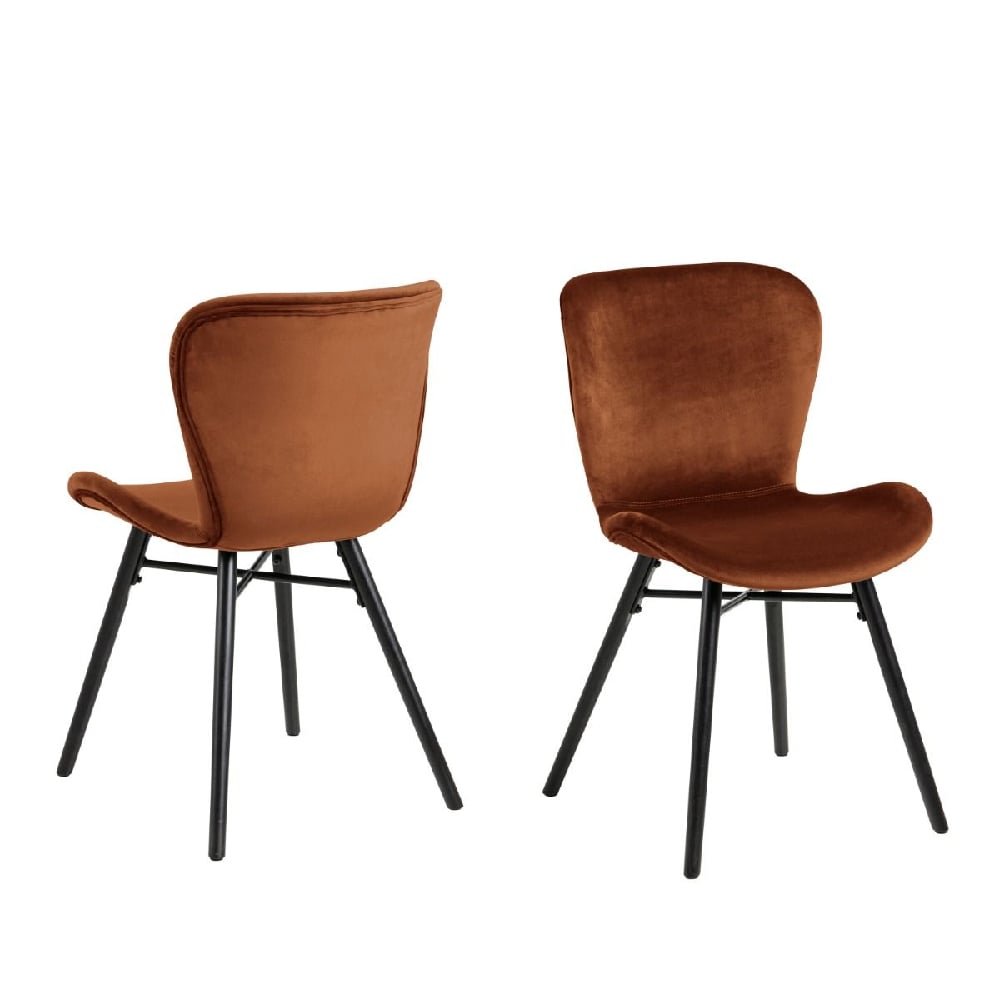 Bangor Copper Fabric Dining Chairs With Black Legs In Pair | Bed Sava