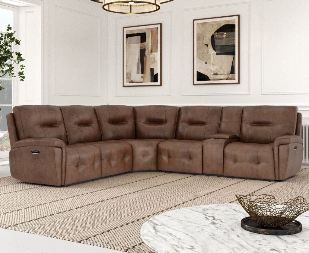 Barlow Dark Brown Faux Leather Right Hand Facing Power Reclining Corner Sofa