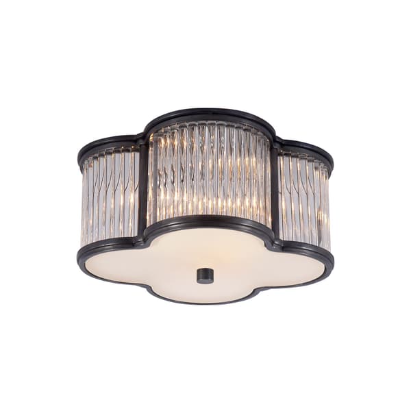Basil Flush Gunmetal, Ceiling Light, Small, Gun Metal & Glass - Andrew Martin