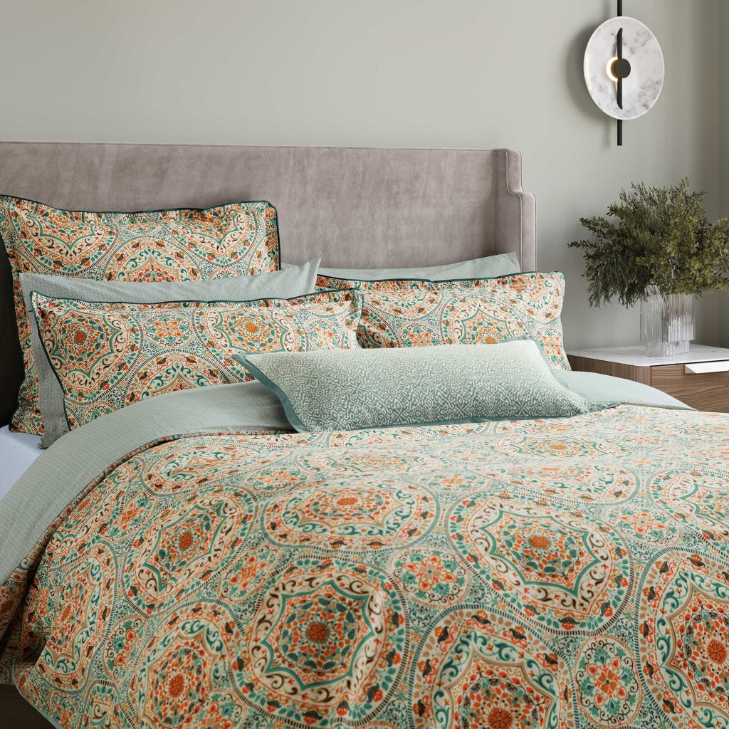 Bedeck of Belfast Addison Single Duvet Cover SET, Gold & Teal