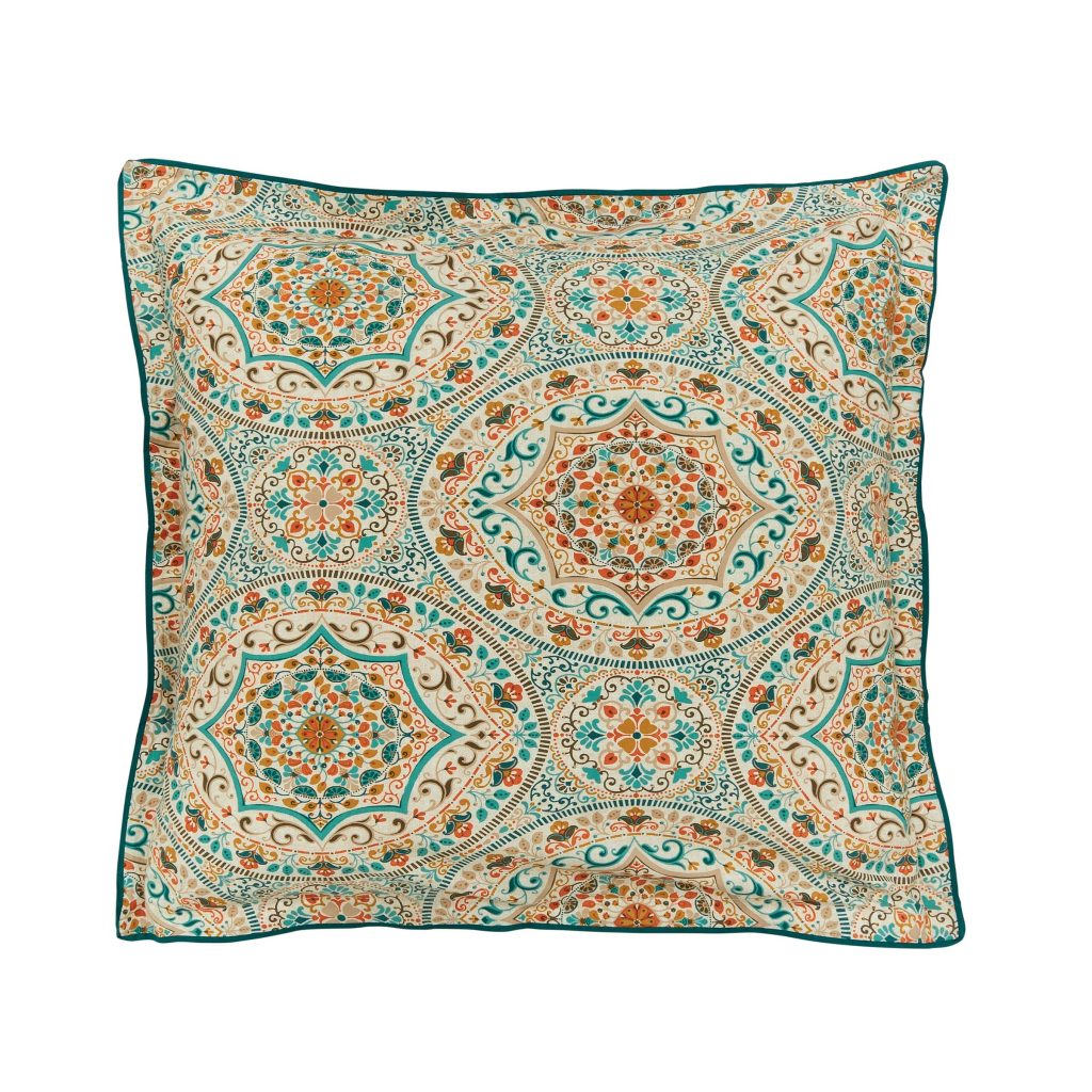 Bedeck of Belfast Addison Pair of Square Oxford Pillowcases, Gold & Teal
