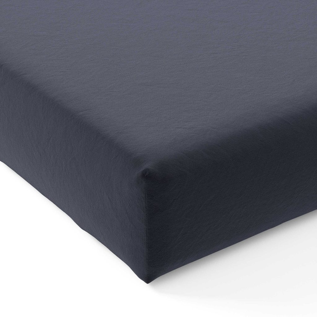 Bedeck of Belfast 200 Thread Count Plain Dye Super Kingsize Fitted Sheet, Denim