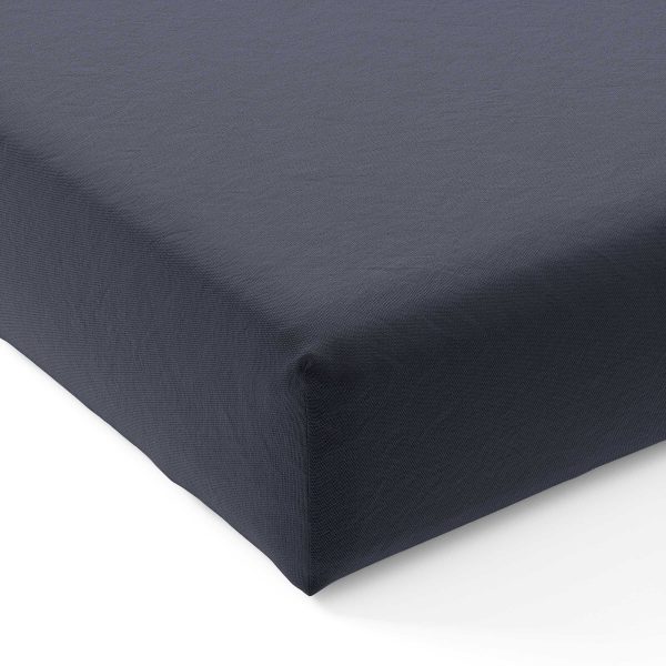 Bedeck of Belfast 200 Thread Count Plain Dye Super Kingsize Fitted Sheet Denim | Bed Sava