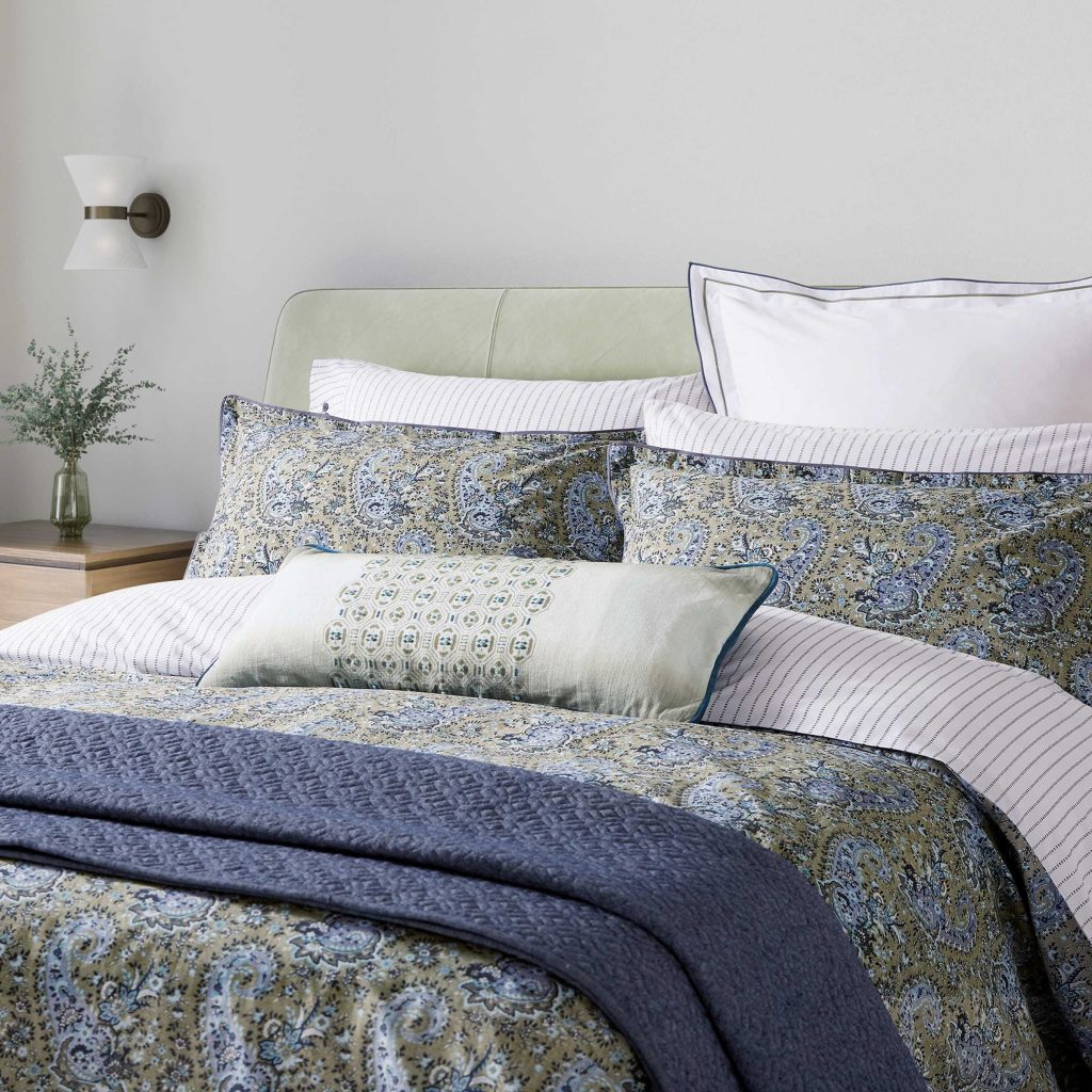 Bedeck of Belfast Elara Double Duvet Cover SET, Blue/Green