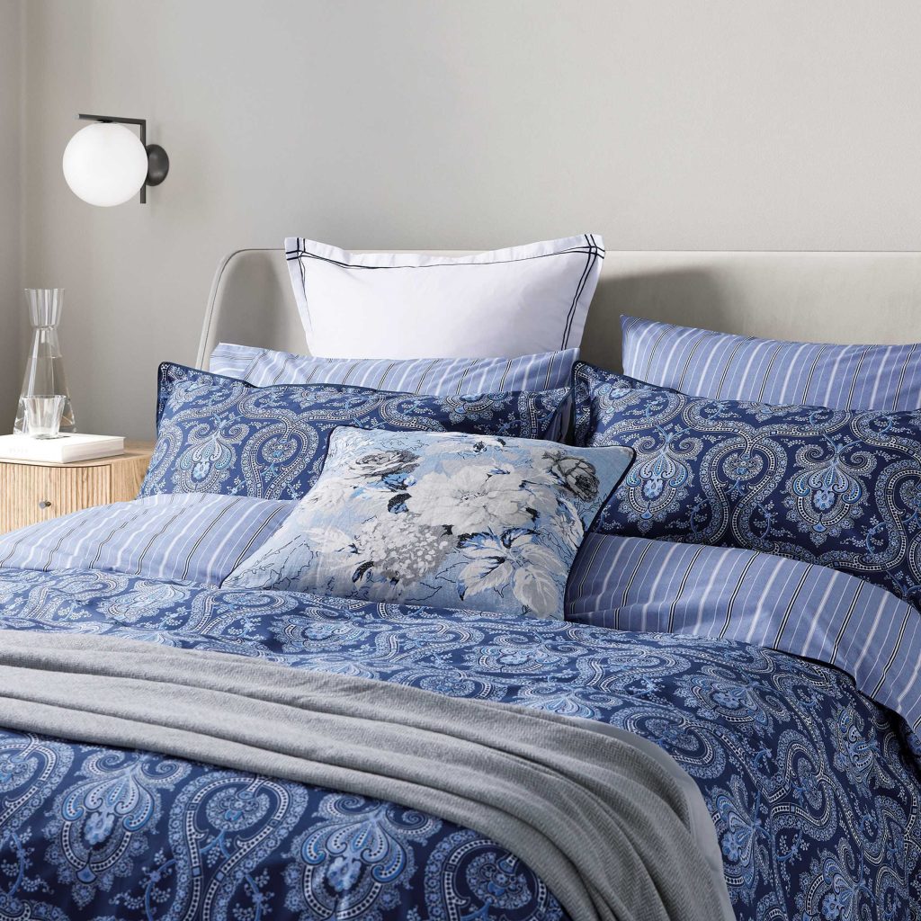 Bedeck of Belfast Ellis Double Duvet Cover SET, Navy Blue