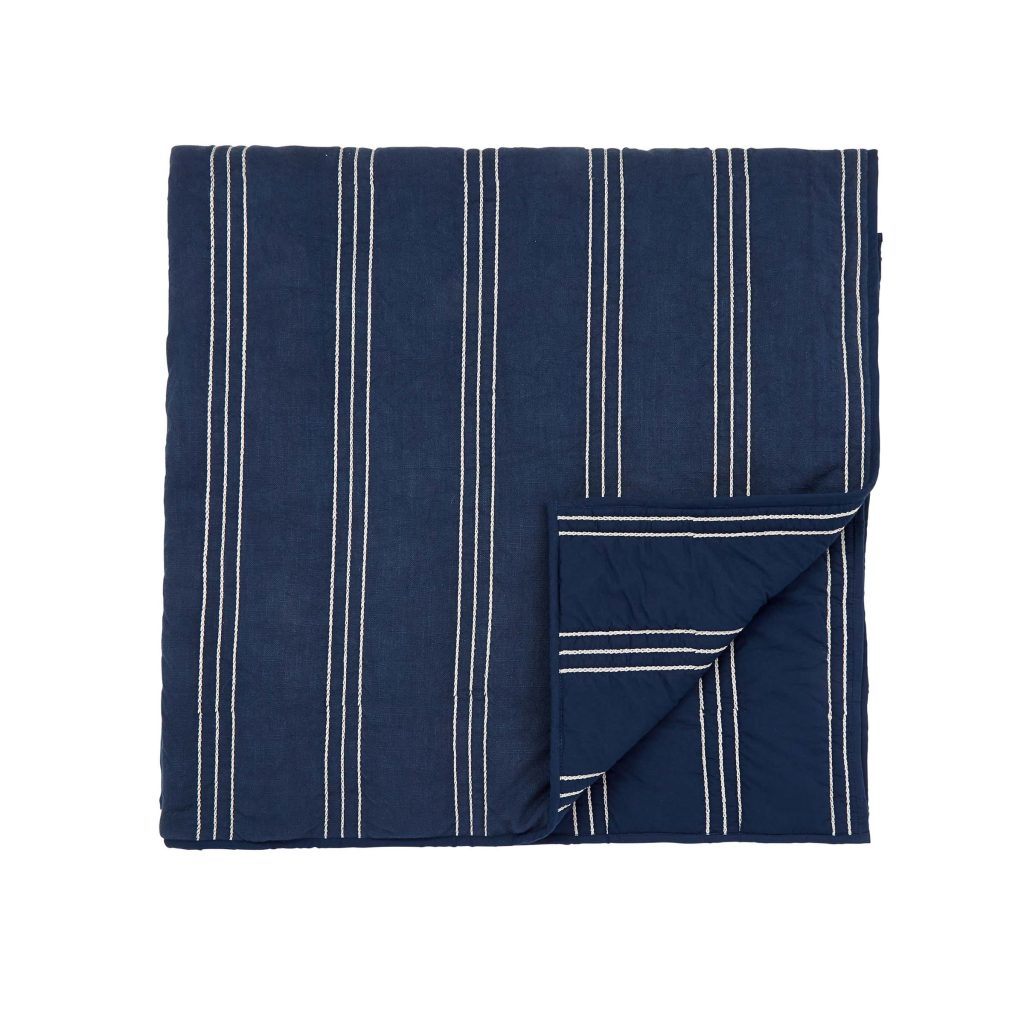 Bedeck of Belfast Emmeline Quilted Throw, Denim Blue