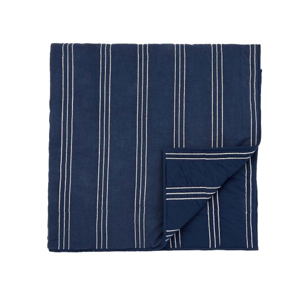 Bedeck of Belfast Emmeline Quilted Throw Denim Blue | Bed Sava