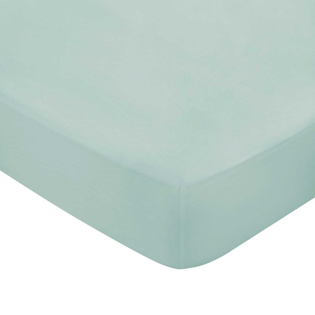 Bedeck of Belfast Fine Linens 400 Thread Count Sateen Plain Dye Kingsize Fitted Sheet, Celadon