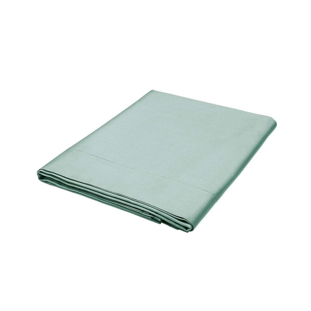 Bedeck of Belfast Fine Linens 400 Thread Count Sateen Plain Dye Kingsize Flat Sheet, Celadon