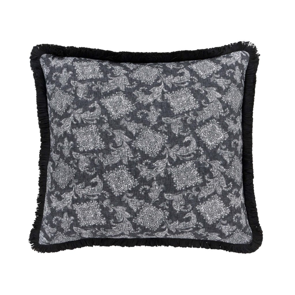 Bedeck of Belfast Florence Cushion 50cm x 50cm, Chalk/Charcoal