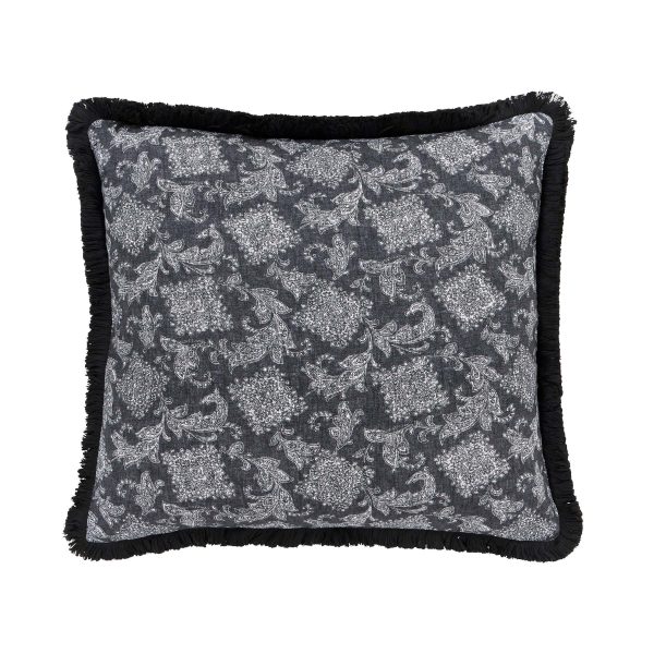 Bedeck of Belfast Florence Cushion 50cm x 50cm ChalkCharcoal | Bed Sava