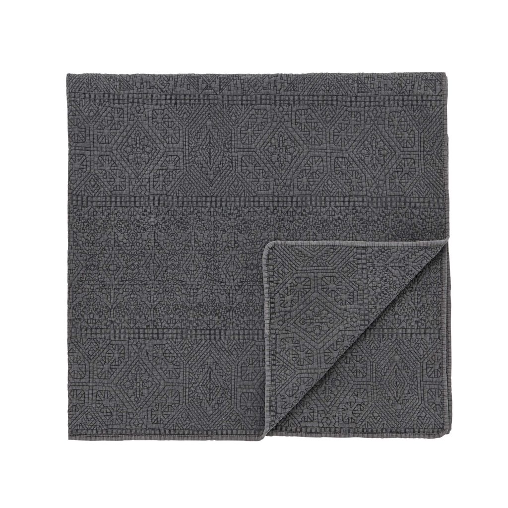 Bedeck of Belfast Florence Quilted Throw, Chalk/Charcoal